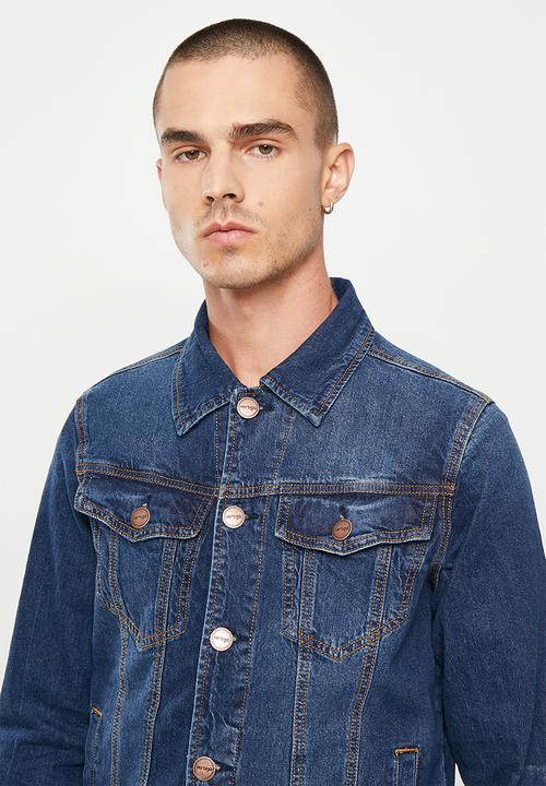 Vertigo - Mens vertigo fashion rinse denim jacket - denim rinse