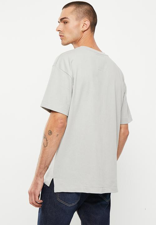 urban° - Mens urban oversized french terry printed tee short sleeve - grey