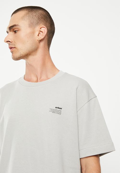 urban° - Mens urban oversized french terry printed tee short sleeve - grey