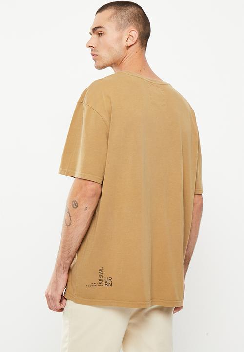 urban° - Mens urban pigment dyed pocket  tee short sleeve - brown