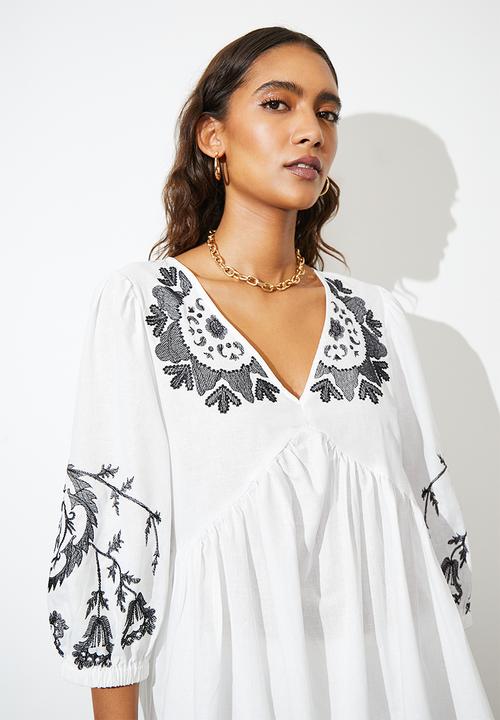 Superbalist - A-line boho dress midi - white