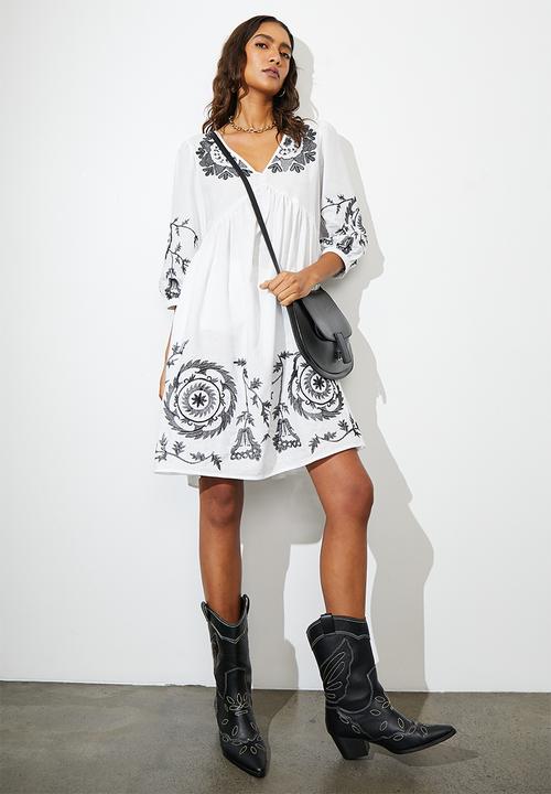 Superbalist - A-line boho dress midi - white