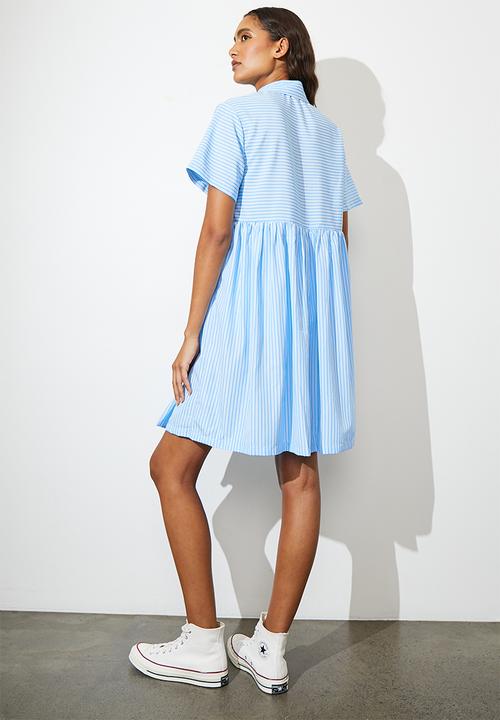 Superbalist - Collared mini babydoll dress - blue stripe