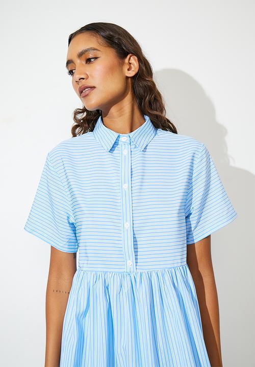 Superbalist - Collared mini babydoll dress - blue stripe