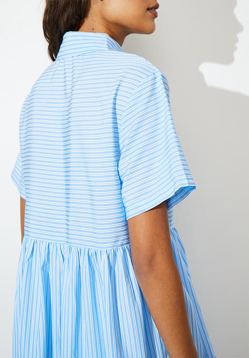 Superbalist - Collared mini babydoll dress - blue stripe