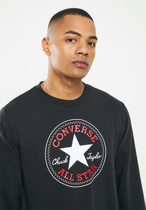Converse - Standard fit center front large chuck patch core crew ft - black