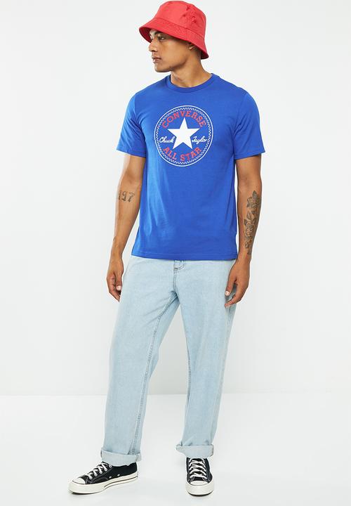 Converse - Standard fit center front chuck patch core tee - cobalt