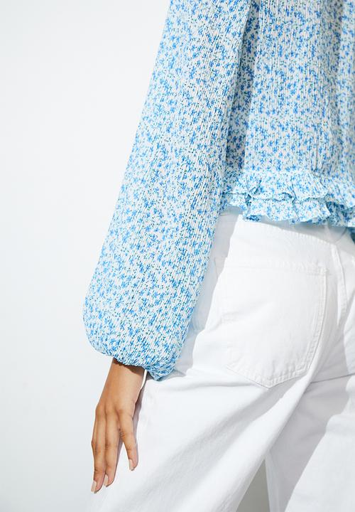 Superbalist - Front button ditsy blouse - white & blue
