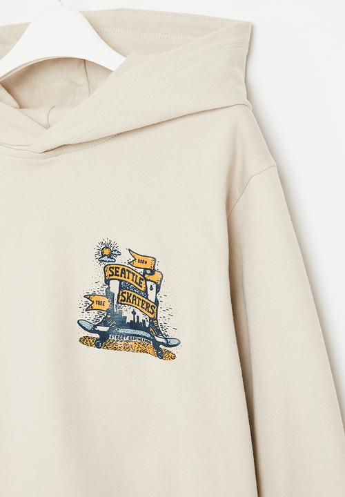 Superbalist - Boys oversized graphic hoodie - stone
