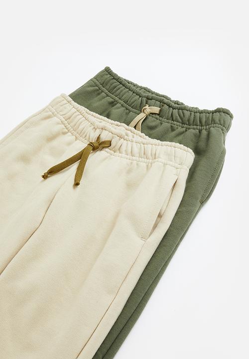 Superbalist - Boys 2 pack fleece jogger - fatigue & stone