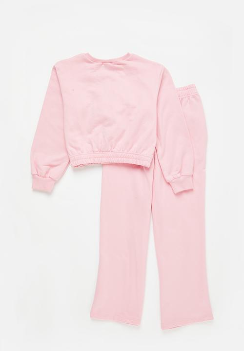 Superbalist - Wide leg jogger & sweat top set - light pink