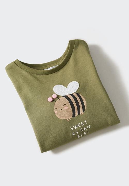 MANGO - T-shirt bee - khaki