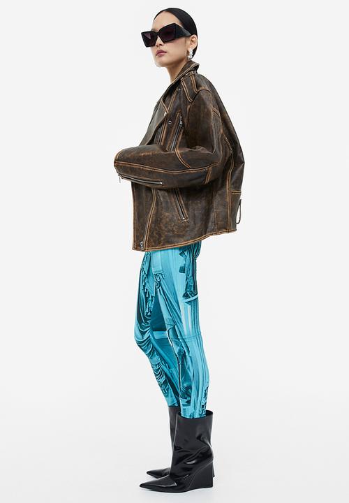 H&M - H&M Studio: Printed corset-waist leggings - turquoise/patterned