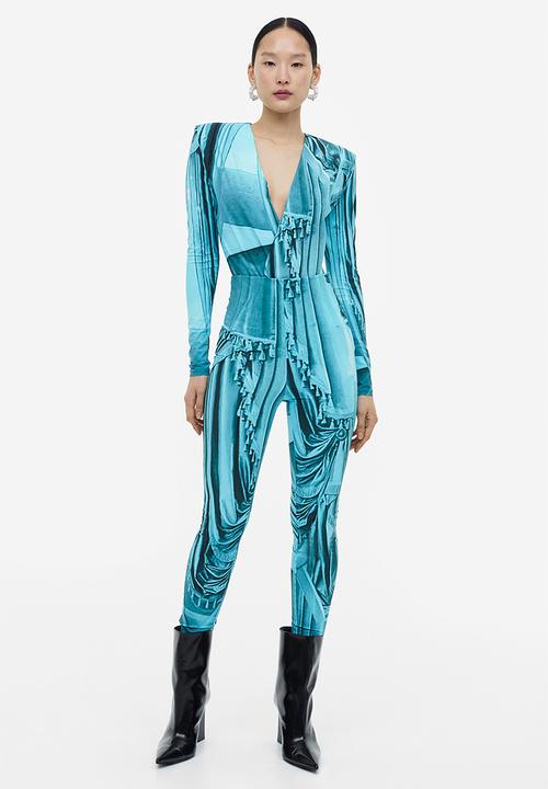 H&M - H&M Studio: Printed wrapover body - turquoise/patterned