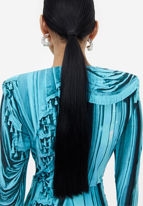 H&M - H&M Studio: Printed wrapover body - turquoise/patterned