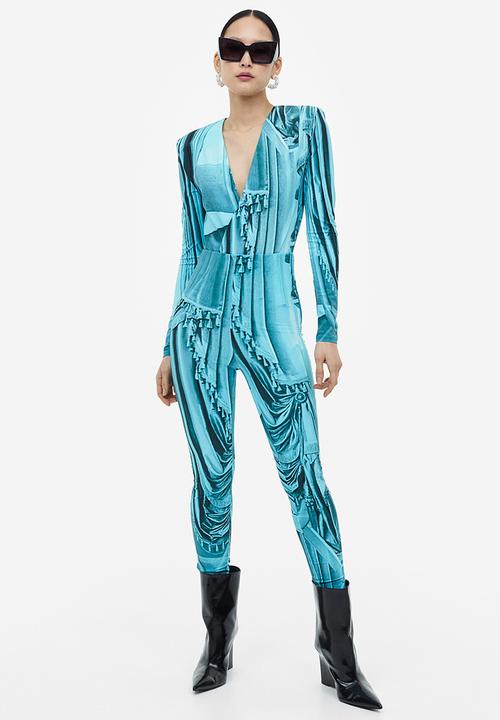H&M - H&M Studio: Printed wrapover body - turquoise/patterned