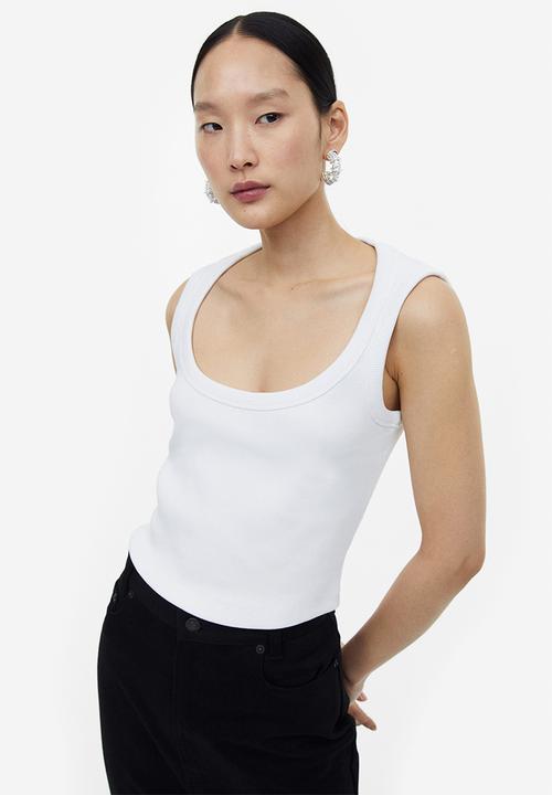 H&M - H&M Studio: Cropped vest top - white