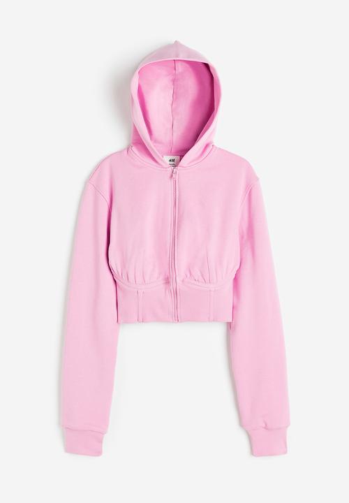 H&M - H&M Studio: Cropped zip-through hoodie - light pink