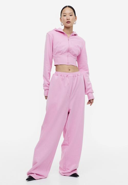 H&M - H&M Studio: Cropped zip-through hoodie - light pink