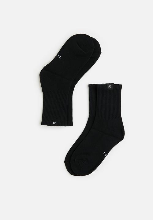 Jonathan D - Crew 2 pack branded quarter crew sox - black