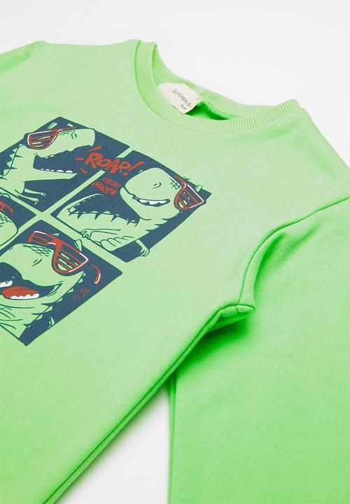 Superbalist - Boys printed tracksuit - green & navy