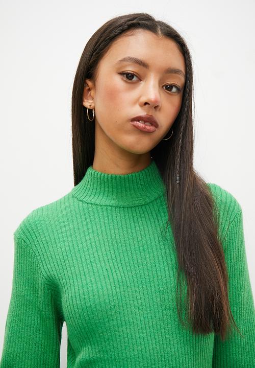 Blake - Fluffy knit mini bodycon dress - green