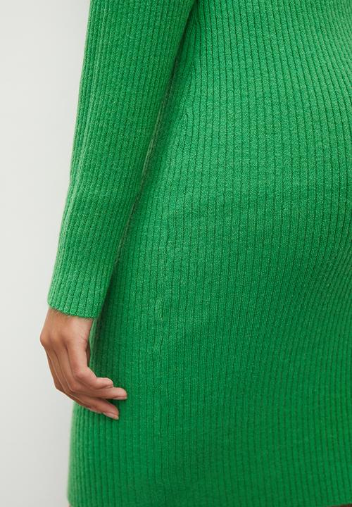 Blake - Fluffy knit mini bodycon dress - green