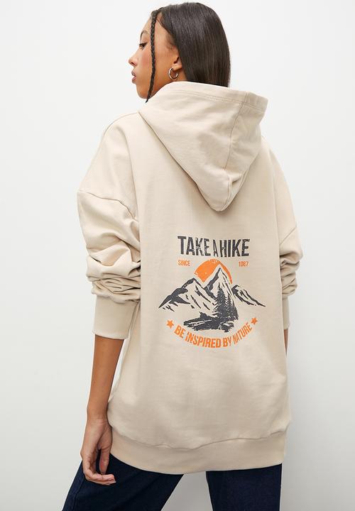 Blake - Graphic slouch hoodie - sand