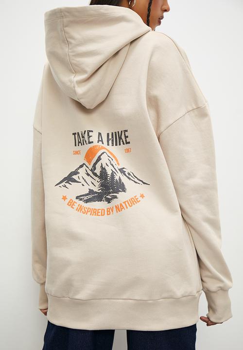 Blake - Graphic slouch hoodie - sand
