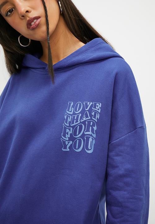 Blake - Graphic slouch hoodie - cobalt