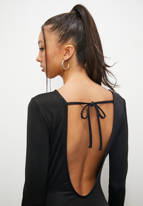 Blake - Slinky long sleeve mini dress - black