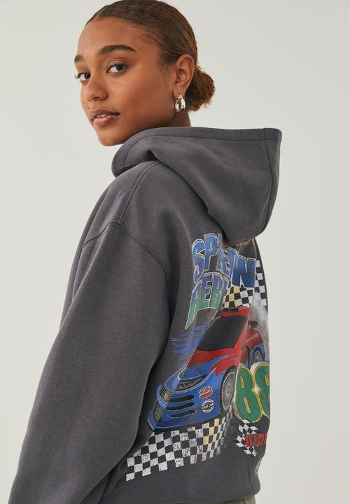 Supré  - Paige oversized printed hoodie - granite grey/silver stone