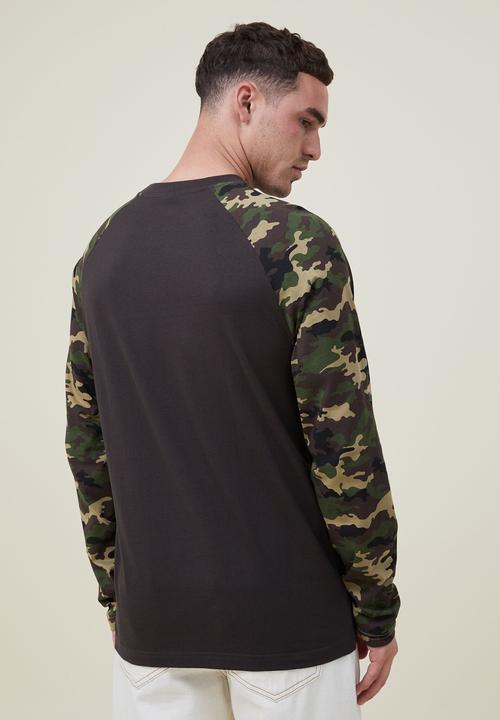 Cotton On - Raglan long sleeve T-shirt  - black/camo