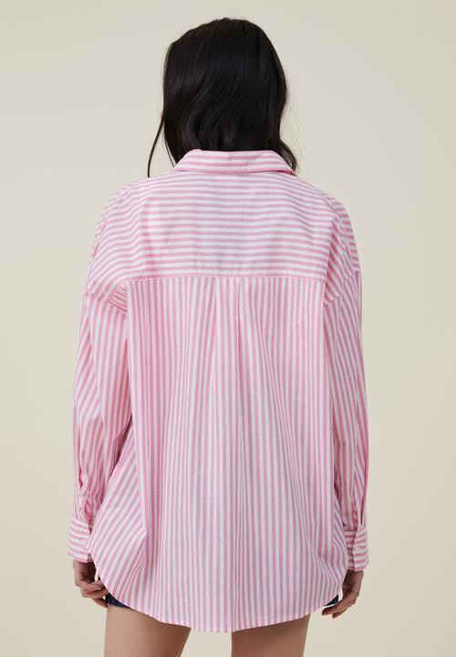 Cotton On - Dad shirt - candy pink pinstripe