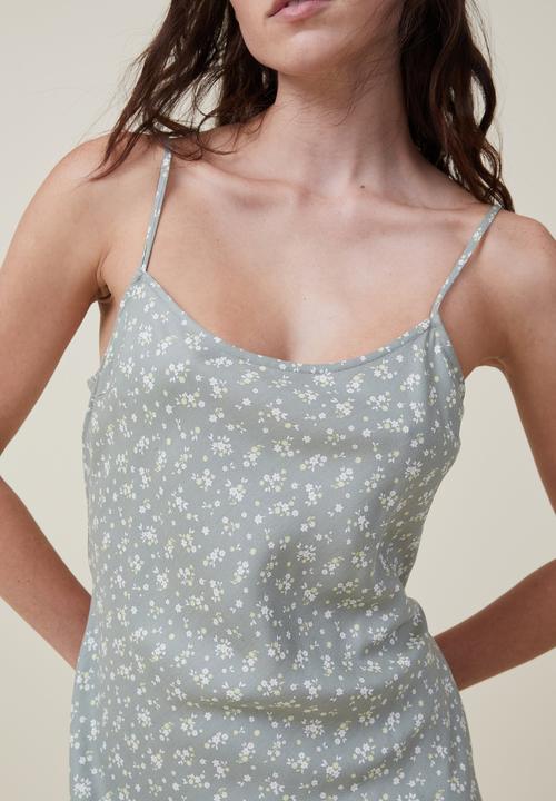 Cotton On - Drew mini slip dress - marlo ditsy tinted sage