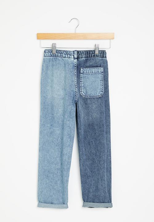 H&M - Relaxed fit denim joggers - denim blue/light denim blue