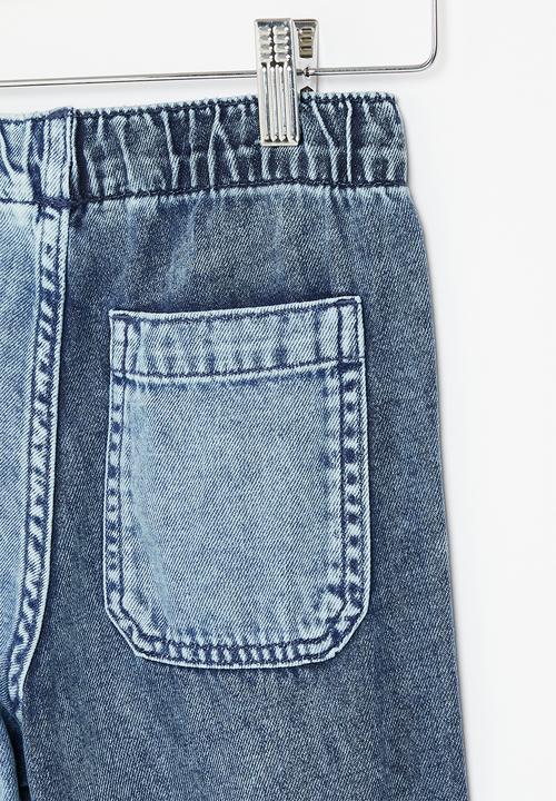 H&M - Relaxed fit denim joggers - denim blue/light denim blue