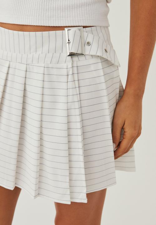 Supré  - Jen pleated mini skirt - white/cement grey 