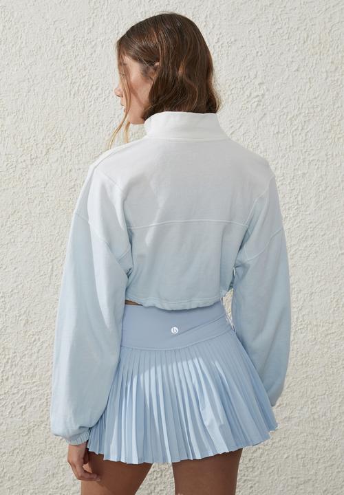 Cotton On - Half zip crop jumper - silky blue/dip dye 