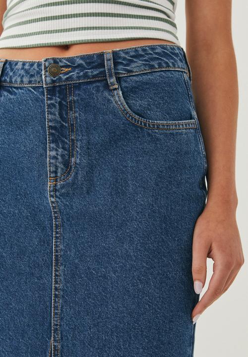 Supré  - Denim split maxi skirt - true blue