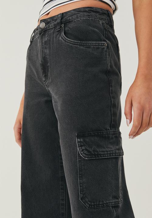 Supré  - Cargo denim jean - washed black