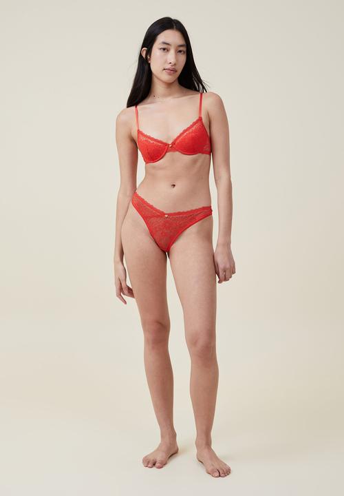 Cotton On - Cassie lace dip g-string brief - salsa