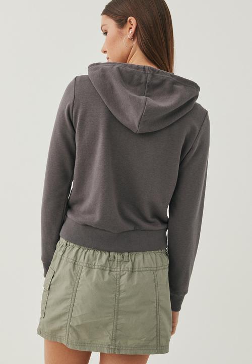 Supré  - Avril graphic zip thru hoodie - granite grey/winged heart