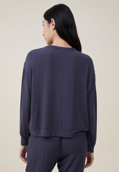 Cotton On - Super soft long sleeve crew - element blue