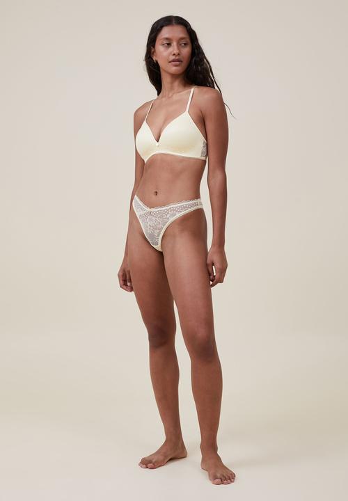 Cotton On - Cassie lace dip g-string brief - sugar cookie