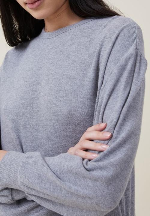 Cotton On - Super soft long sleeve crew - charcoal