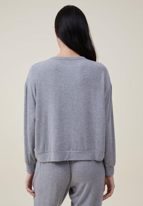 Cotton On - Super soft long sleeve crew - charcoal