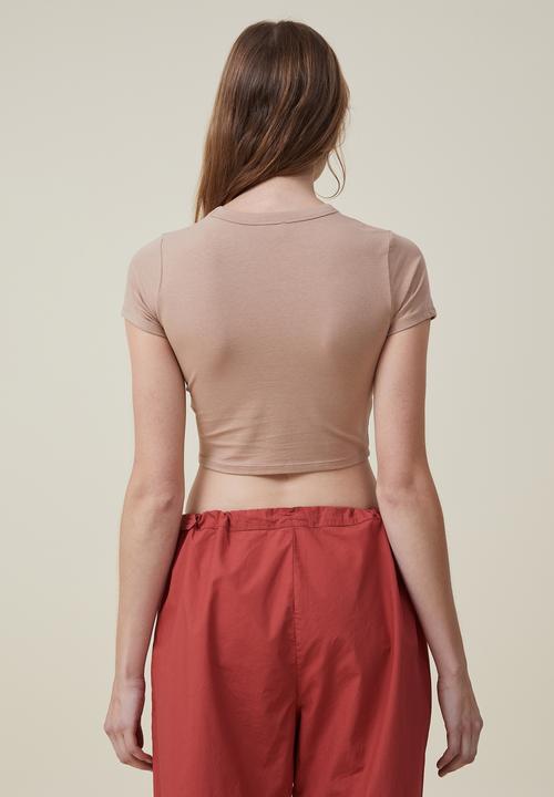 Cotton On - Micro crop tee - chestnut