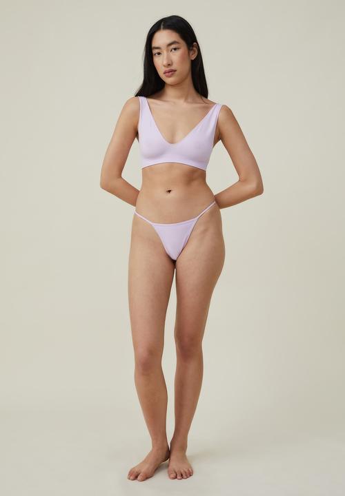 Cotton On - Seamless rib tanga g-string brief - orchid bloom