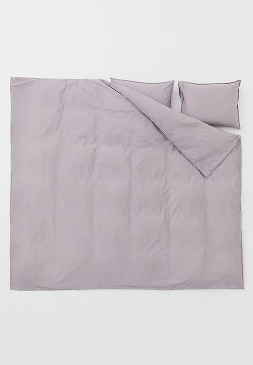H&M - Double/king size cotton duvet cover set - light mauve
